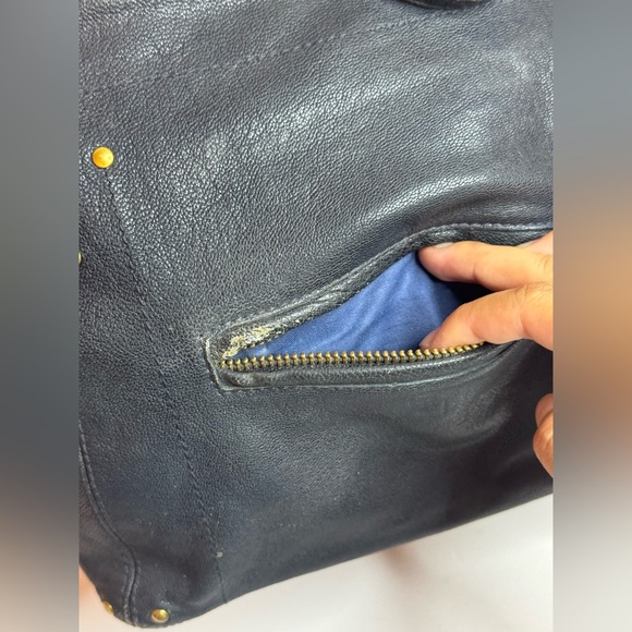 Jerome Dreyfuss Jacques Navy Blue Leather Handbag 2Way